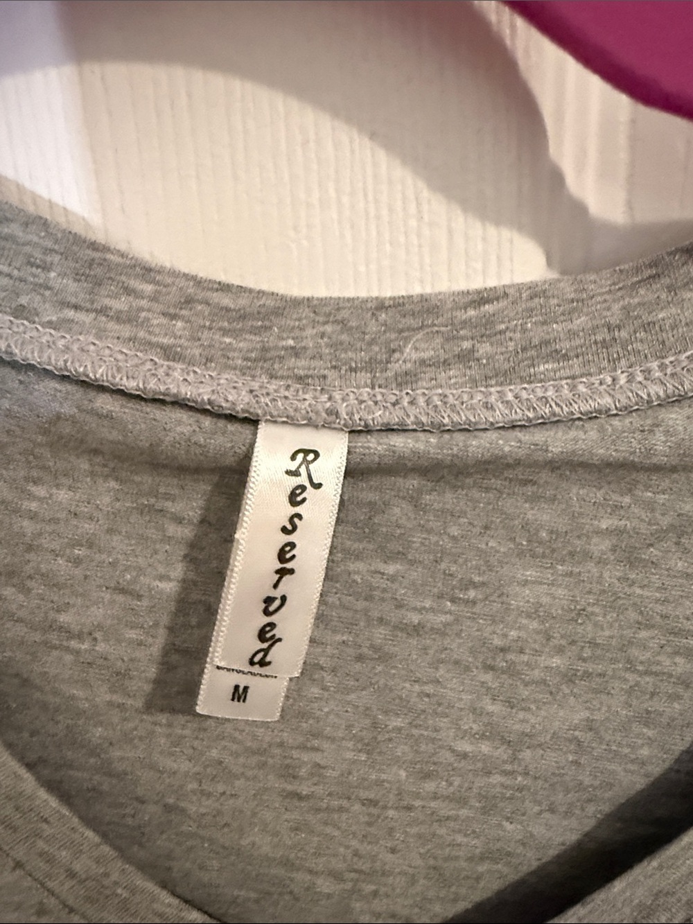 Reserved Grey V-Neck Tee with Zipper Lip Graphic - Picture 2 of 4